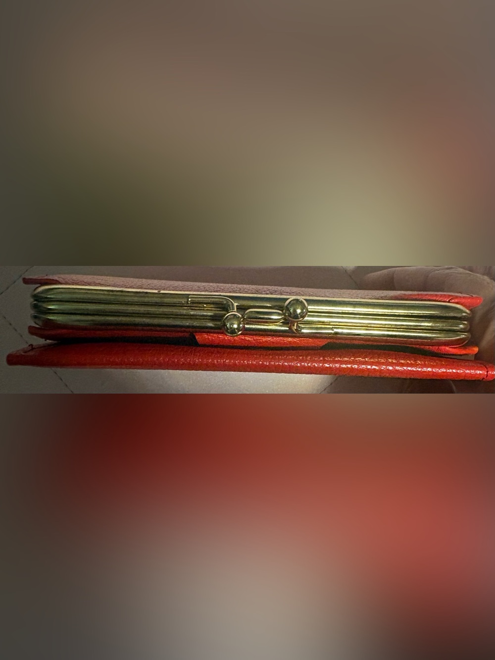 Vintage VTG Lady Buxton Red Pebbled Genuine Leather Kiss Lock Clutch Wallet - Picture 5 of 9